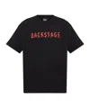 44 Label Group Black T-shirt With Print On The Front And Maxi Logo On The Back In Cotton Man In Black