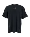 44 Label Group Black Crewneck T-shirt With Logo On The Front And Maxi Logo On The Rear In Cotton Man In Black