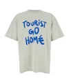 44 Label Group 'tourist' White T-shirt With Print On The Front And Maxi Print On The Back In Green