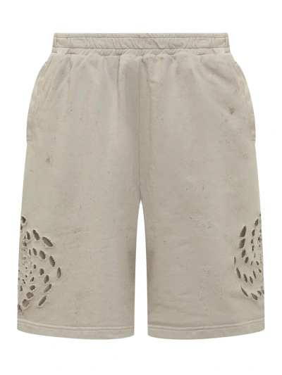 44 Label Group Shorts With Vortex Pattern In Dirty White-gyps