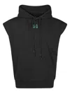 44 Label Group Sleeveless Black Hoodie With Front Kangaroo Pocket In Black