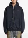 44 Label Group Sorrow Padded Zip-up Denim Jacket In Blue