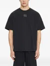 44 Label Group Black Crewneck T-shirt With Logo On The Front And Maxi Logo On The Rear In Cotton Man In Black