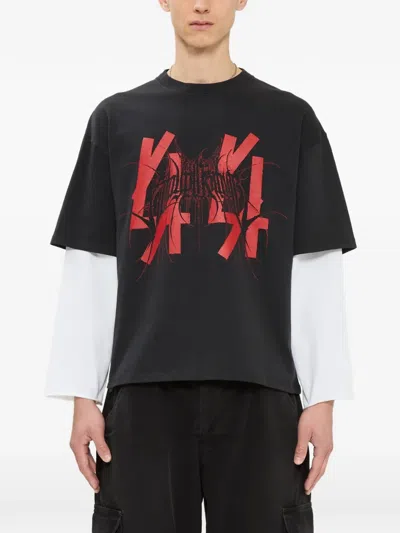 44 Label Group Sp 2.0 Double Long-sleeve T-shirt In Black