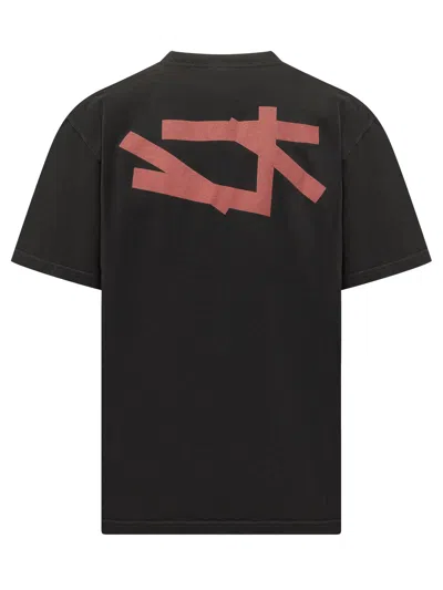 44 Label Group Stampaint Lettering T-shirt - Size 4 In Black-single 4 Dark Red