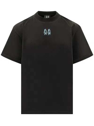 44 Label Group Standard Logo T-shirt In Black-drip Metal Blue