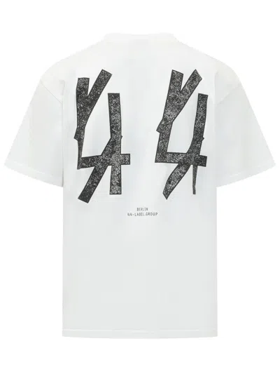 44 Label Group Statement T-shirt With Unique Stampaint Design In Optical White-blacklisted Black