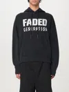 44 Label Group Faded Gen Cotton Hoodie With Drawstring Hood In Schwarz