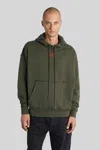 44 Label Group Logo-print Frayed-edge Hoodie In Green