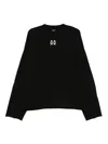 44 Label Group Logo-embroidered Frayed-edge Sweater In Black