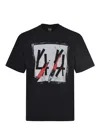 44 Label Group 'sticka' Black Crewneck T-shirt With Maxi Print On The Front And Logo Lettering On The Rear
