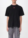 44 Label Group Black Crewneck T-shirt With Logo On The Front And Maxi Logo On The Rear In Cotton Man In Black