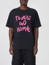 44 Label Group Tourist Black Crewneck T-shirt With Maxi Print On Front And Rear In Cotton Man
