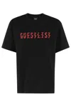 44 Label Group Black T-shirt With Print On The Front And Maxi Logo On The Back In Cotton Man In Black Guestlist Red