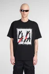 44 Label Group 'sticka' Black Crewneck T-shirt With Maxi Print On The Front And Logo Lettering On The Rear In Black