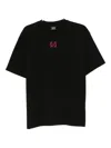 44 Label Group Black Crewneck T-shirt With Logo On The Front And Maxi Logo On The Rear In Cotton Man In Black