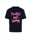 44 Label Group Tourist Black Crewneck T-shirt With Maxi Print On Front And Rear In Cotton Man