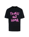 44 Label Group Tourist Black Crewneck T-shirt With Maxi Print On Front And Rear In Cotton Man In P594