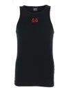 44 Label Group Black Crewneck Sleeveless Top With Embroidery On The Front In Cotton Man In Black