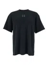 44 Label Group Black Crewneck T-shirt With Logo On The Front And Maxi Logo On The Rear In Cotton Man In Black