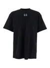 44 Label Group Black Crewneck T-shirt With Logo On The Front And Maxi Logo On The Rear In Cotton Man In Black