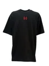 44 Label Group Black Crewneck T-shirt With Logo On The Front And Maxi Logo On The Rear In Cotton Man