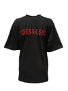 44 Label Group Black T-shirt With Print On The Front And Maxi Logo On The Back In Cotton Man