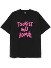 44 Label Group Tourist Black Crewneck T-shirt With Maxi Print On Front And Rear In Cotton Man In Black