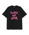 44 Label Group Tourist Black Crewneck T-shirt With Maxi Print On Front And Rear In Cotton Man In Black
