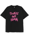 44 Label Group Tourist Black Crewneck T-shirt With Maxi Print On Front And Rear In Cotton Man In Schwarz
