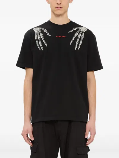 44 Label Group Time Skeleton-print Logo-print T-shirt In Black