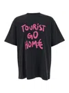 44 Label Group Tourist Black Crewneck T-shirt With Maxi Print On Front And Rear In Cotton Man In Black