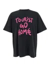 44 Label Group Tourist Black Crewneck T-shirt With Maxi Print On Front And Rear In Cotton Man In P594