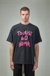 44 Label Group Tourist Black Crewneck T-shirt With Maxi Print On Front And Rear In Cotton Man In Black
