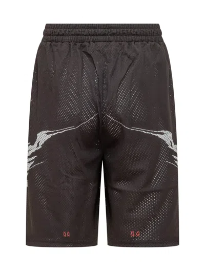 44 Label Group Trendy Mini Shorts With Unique Graphic Print In Black-y2k Red White