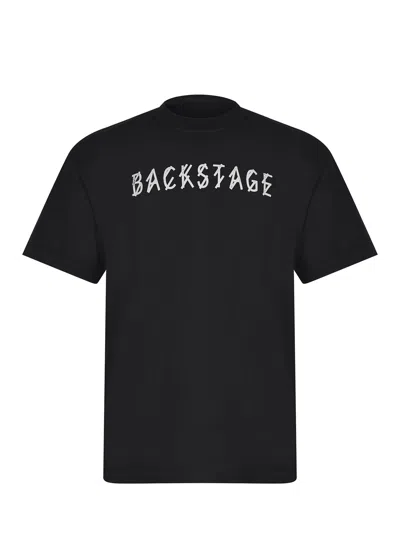 44 Label Group Men Black Crew Neck T-shirt With Maxi Logo On The Front And Back In Cotton Man