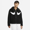 Nike Swoosh Fleece Front Zip Jacket In Black
