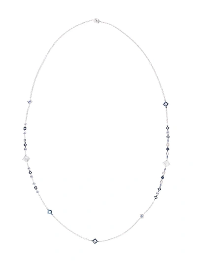 Mariani 18kt White Gold Diamond Sapphire Necklace In Whtgold