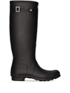 Hunter Womens Solid Black Rubber Knee High Rain Boots Shoes In Black