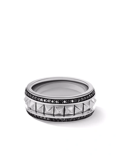 David Yurman Men's 6mm Pyramid & Diamond Pave Band Ring In Silver