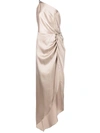 Michelle Mason Silk Twist Knot Gown In Neutrals