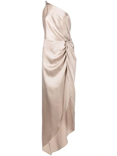 Michelle Mason Silk Twist Knot Gown In Neutrals