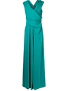 Talbot Runhof Detachable-train Draped Jumpsuit In Green