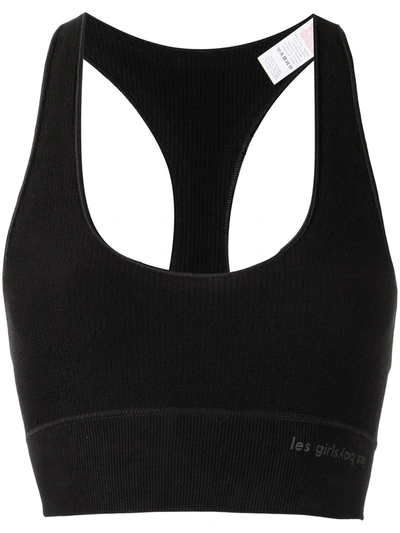 Les Girls Les Boys Scoop-neck Cropped Top In Black