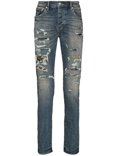 Purple Brand Ripped Skinny-cut Jeans In Blue