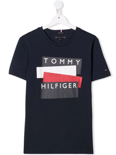 Tommy Hilfiger Junior Teen Logo-print T-shirt In Blue