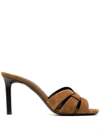 Saint Laurent Tribute 85 Python-effect Leather Mules In Brown
