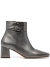 TILA MARCH METALLIC LEATHER ANKLE BOOTS