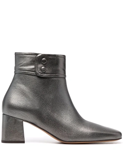 Tila March Metallic Leather Ankle Boots In Grey