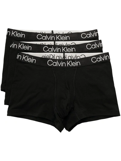 Calvin Klein 3-pack Stretch Cotton Boxer Briefs In Black